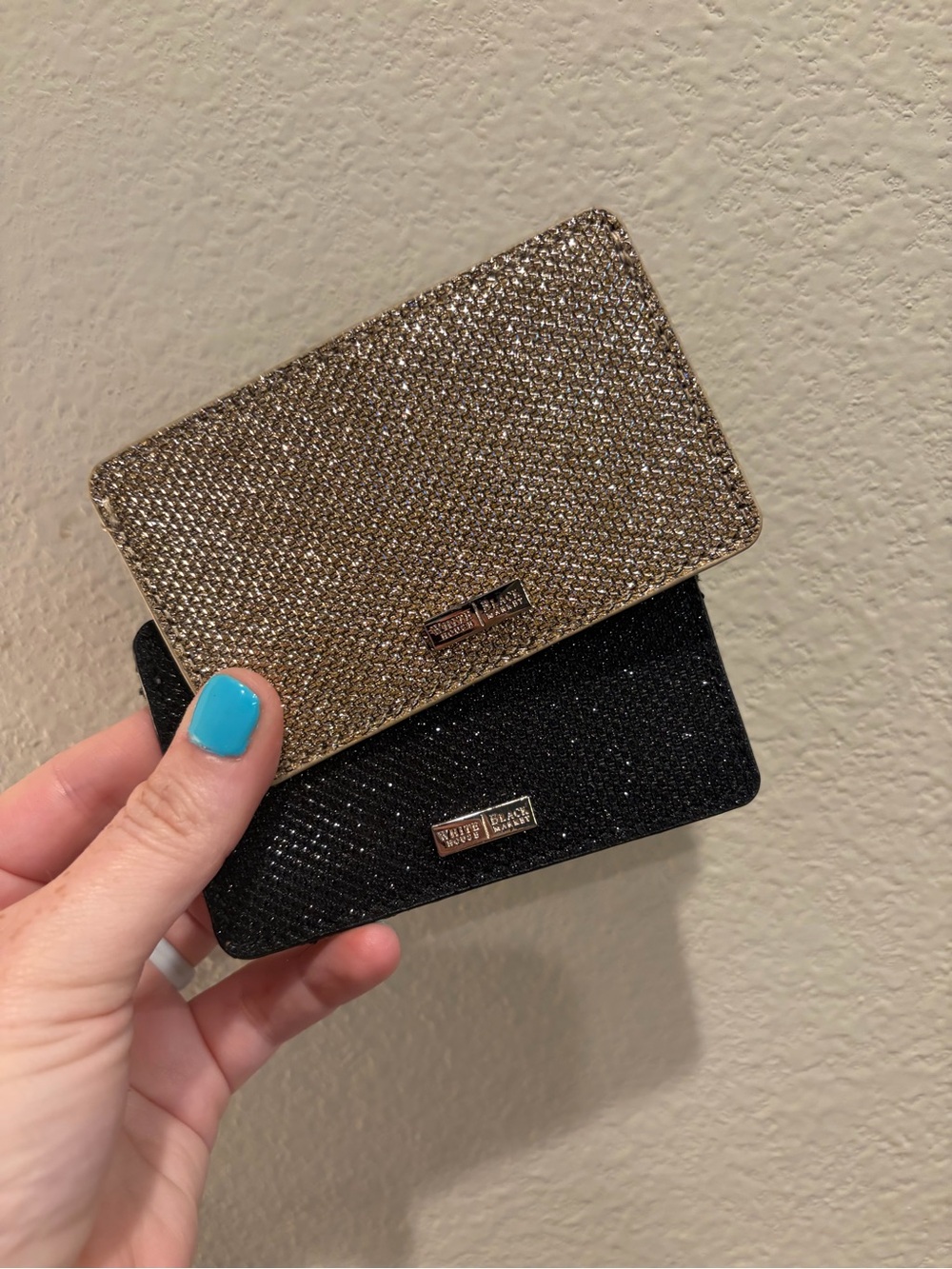 White House Black Market Glitter Mesh Credit Card Case - LOT OF 2 - Gold & black